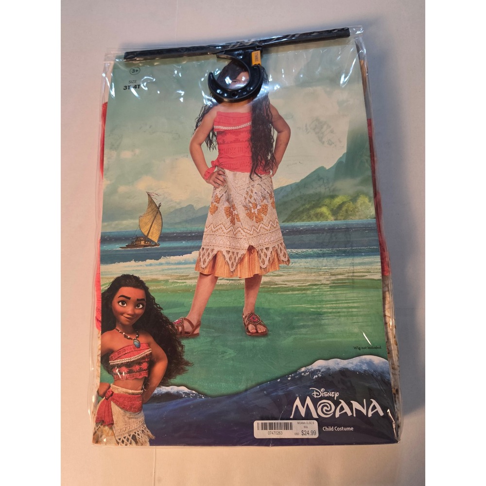 Disney Moana Child Costume 2 Piece Outfit Set Size 3T-4T New